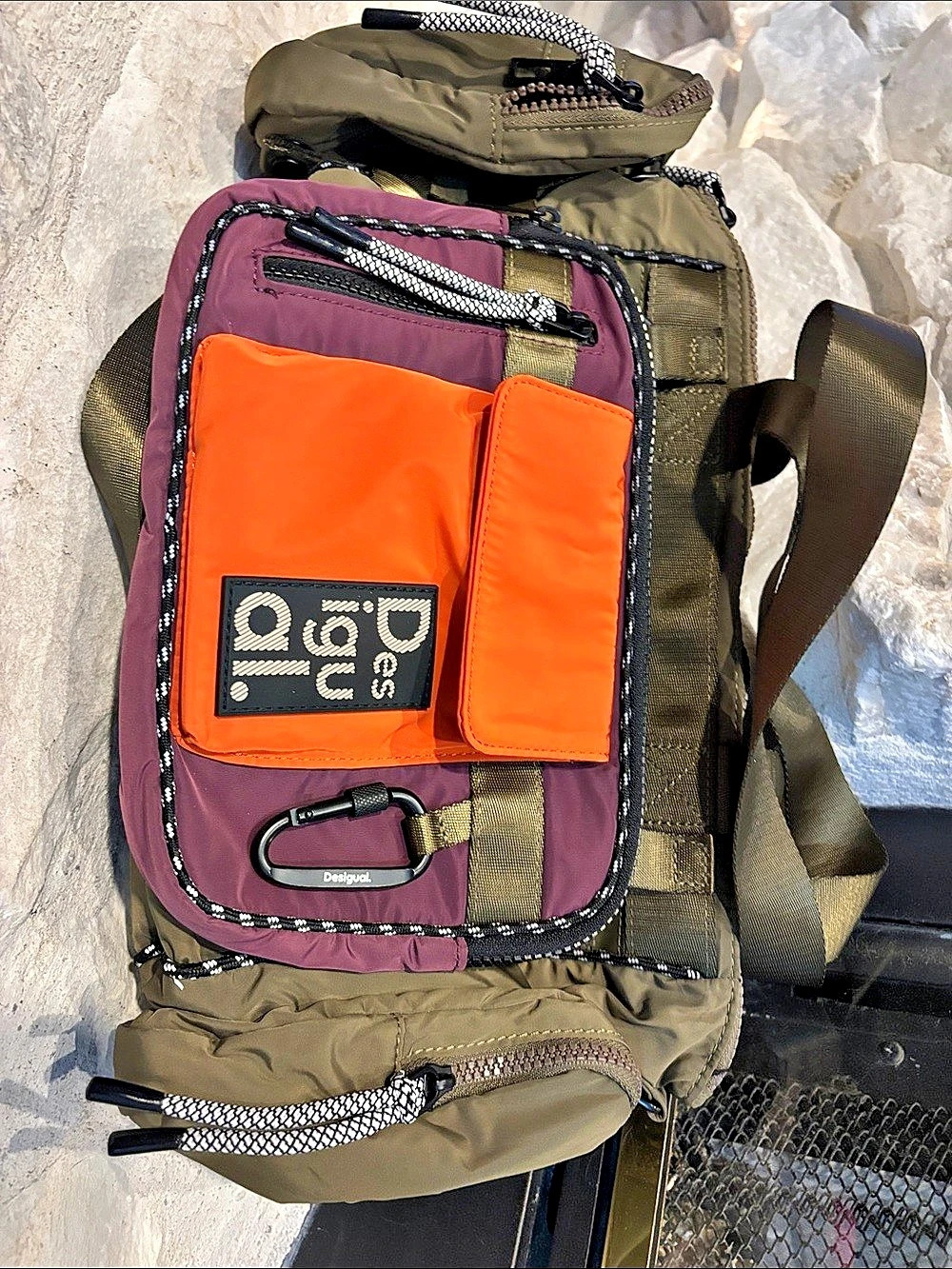 Desigual Olive, Purple & Orange Multiway Voyager Backpack